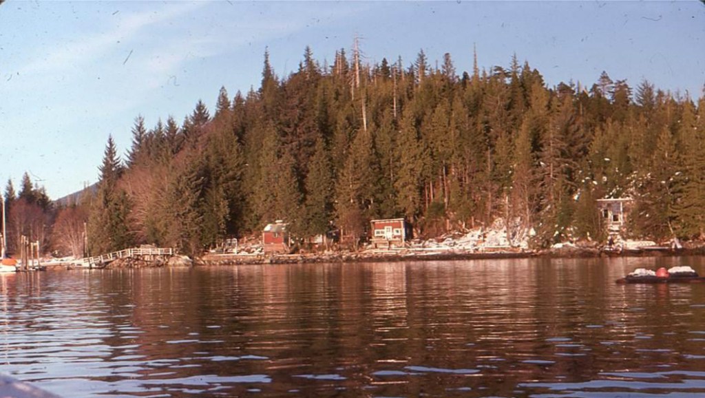 Dock and cabins at Salt Lakes, across the harbour from Prince Rupert, B.C.