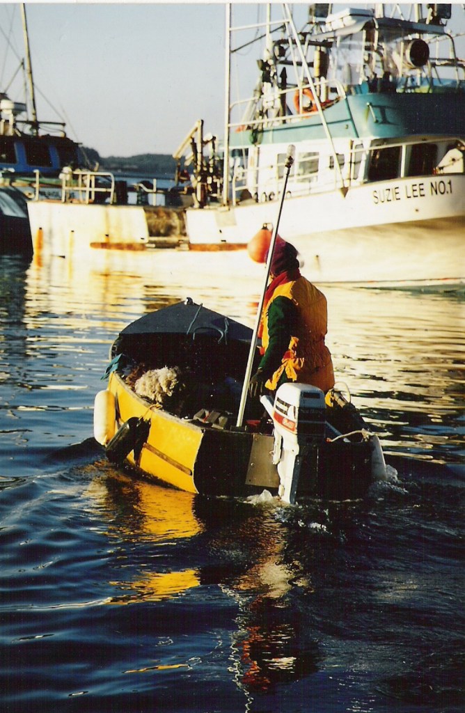 Leaving the dock in my yellow Davidson lifeboat.
