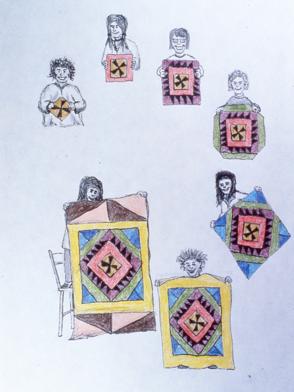 There was no planning, each woman just added whatever she wanted to the growing quilt top.